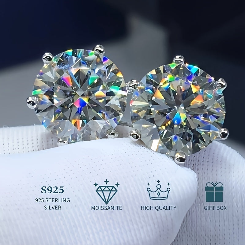 0.5-3G Moissanite Stud Earrings, 925 Sterling Silvery Valentine's Day Christmas Gift