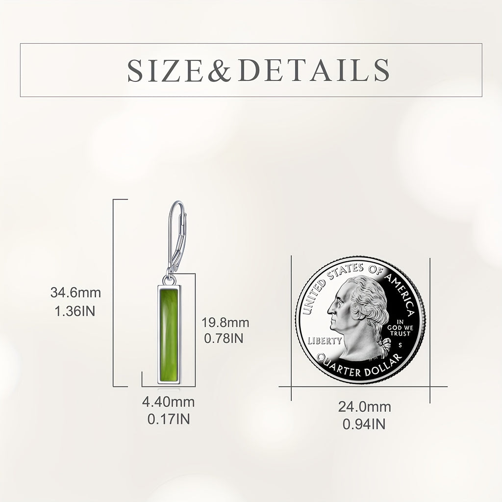 Peridot Bar Earrings for Women Sterling Silvery Leverback Earrings Peridot Jewelry Gift