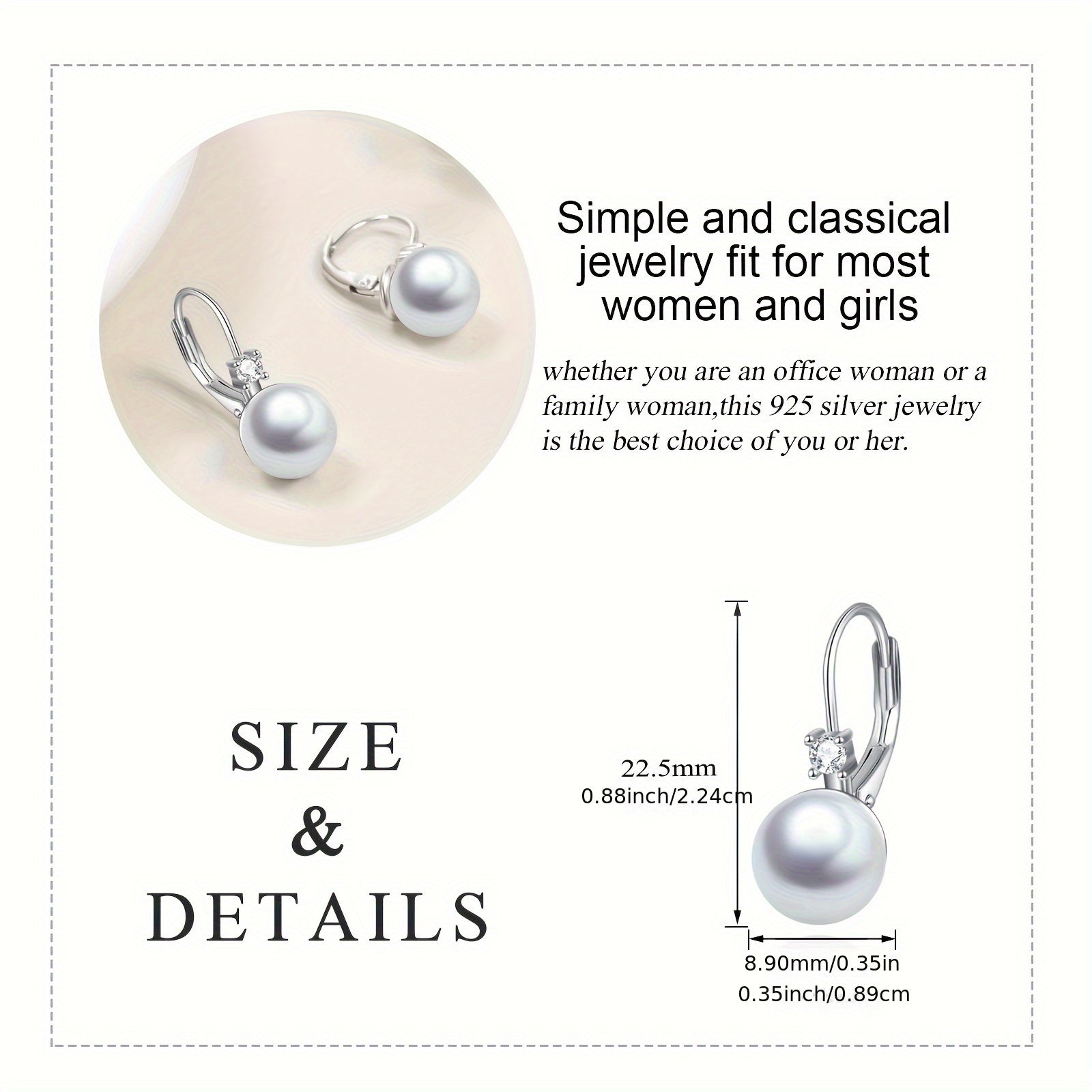925 Sterling Silver Pearl Earrings For Women Drop Earrings Pearl Jewelry Gifts