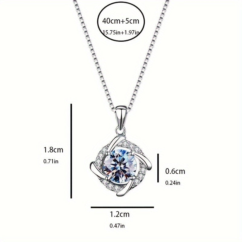 925 Silvery 0.8ct Moissanite Windmill Necklace, Fashion Pendant, Sparkling Clavicle, Women's Silvery Necklace, Anniversary Gift for Women, Christmas Gift Box, Valentine's Day, Mother's Day, Graduation Birthday Holiday, Boutique Gift