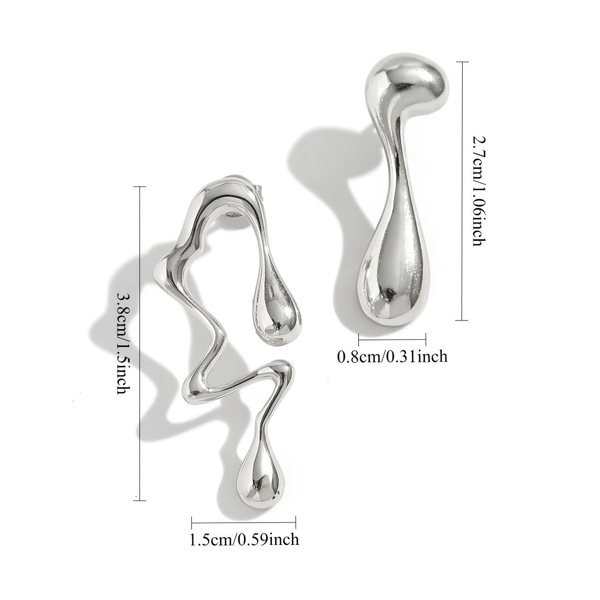 Pair of Hypoallergenic 316 Stainless Steel Earrings for Women - Minimalist Curved & Teardrop Designs, Comfortable Lightweight Jewelry for Daily Wear, Parties, Summer | Mother’s Day Gift, Versatile Elegant Accessories