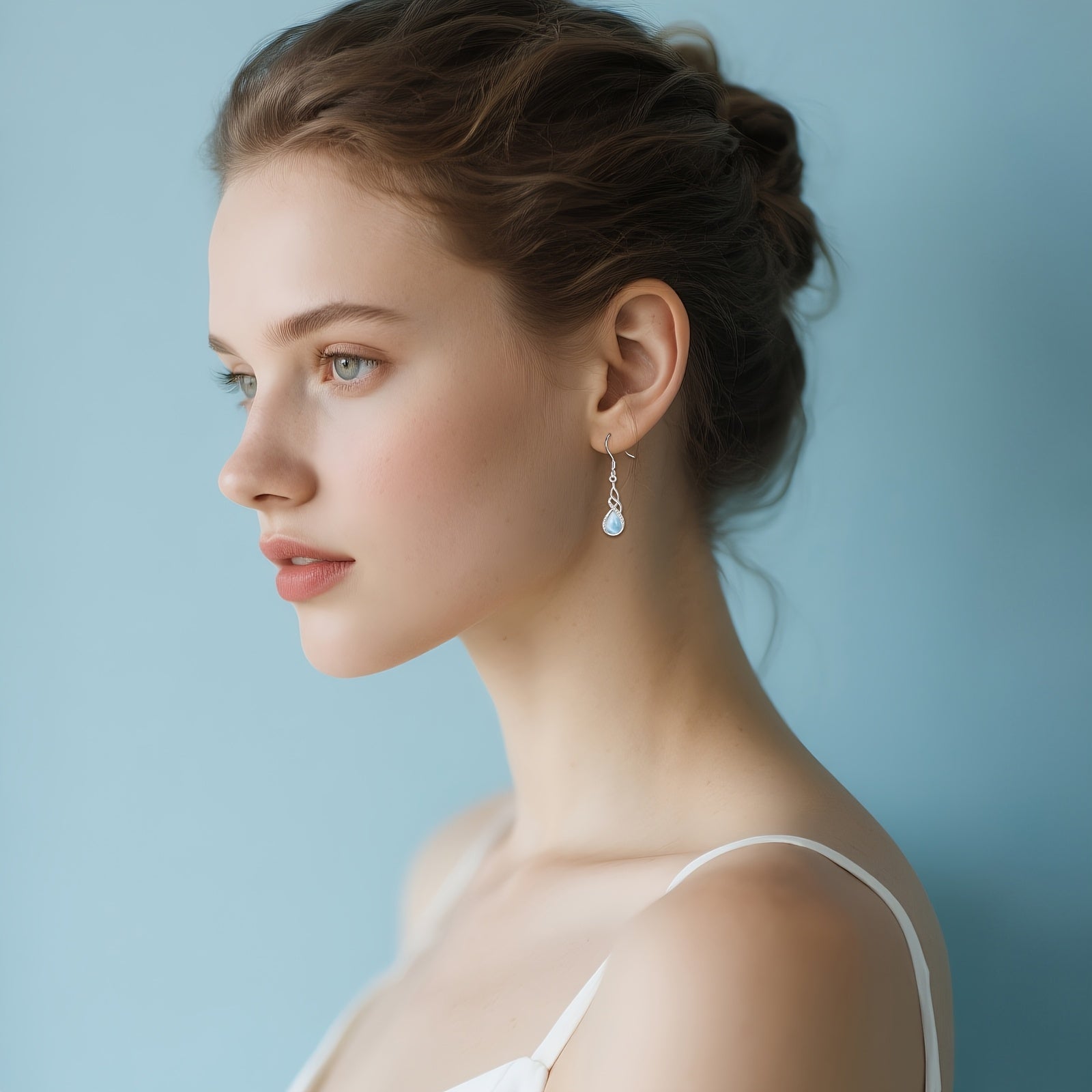 Larimar Earrings for Women Sterling Silvery Larimar Drop Earrings Jewelry Gift for Women