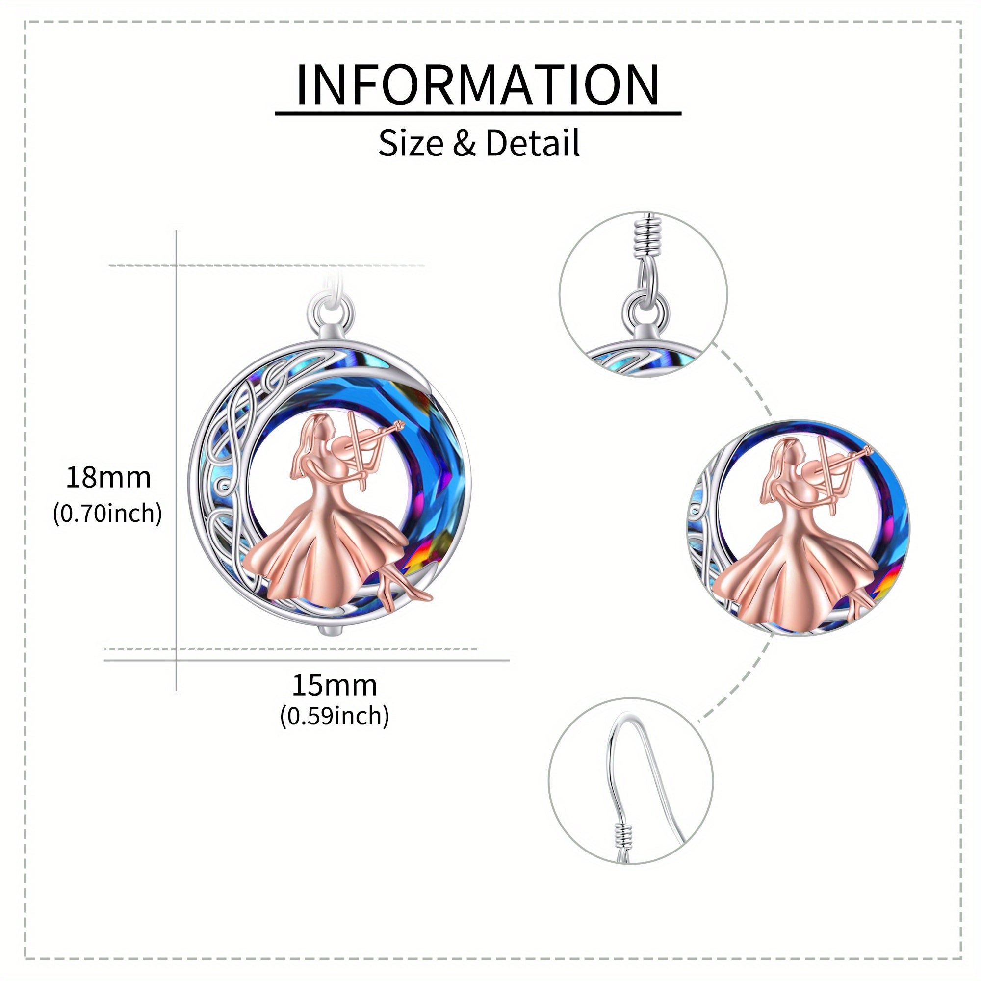 JEABZEL 925 Sterling Silvery Violin Earrings for Women - Elegant & Simple Design, Ideal Gift for Violin Enthusiasts, Everyday & Special Occasions, Everyday Earrings|Minimalist Earrings|Durable Earrings, Violin Accessories