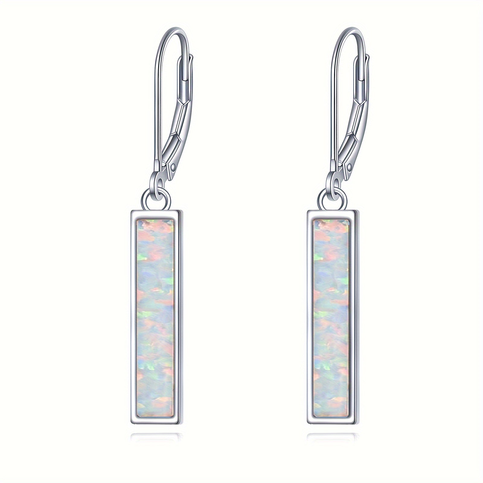 Larimar/ Turquoise/ Opal/ Moonstone Bar Earrings For Women Sterling Silver Leverback Earrings Larimar Jewelry
