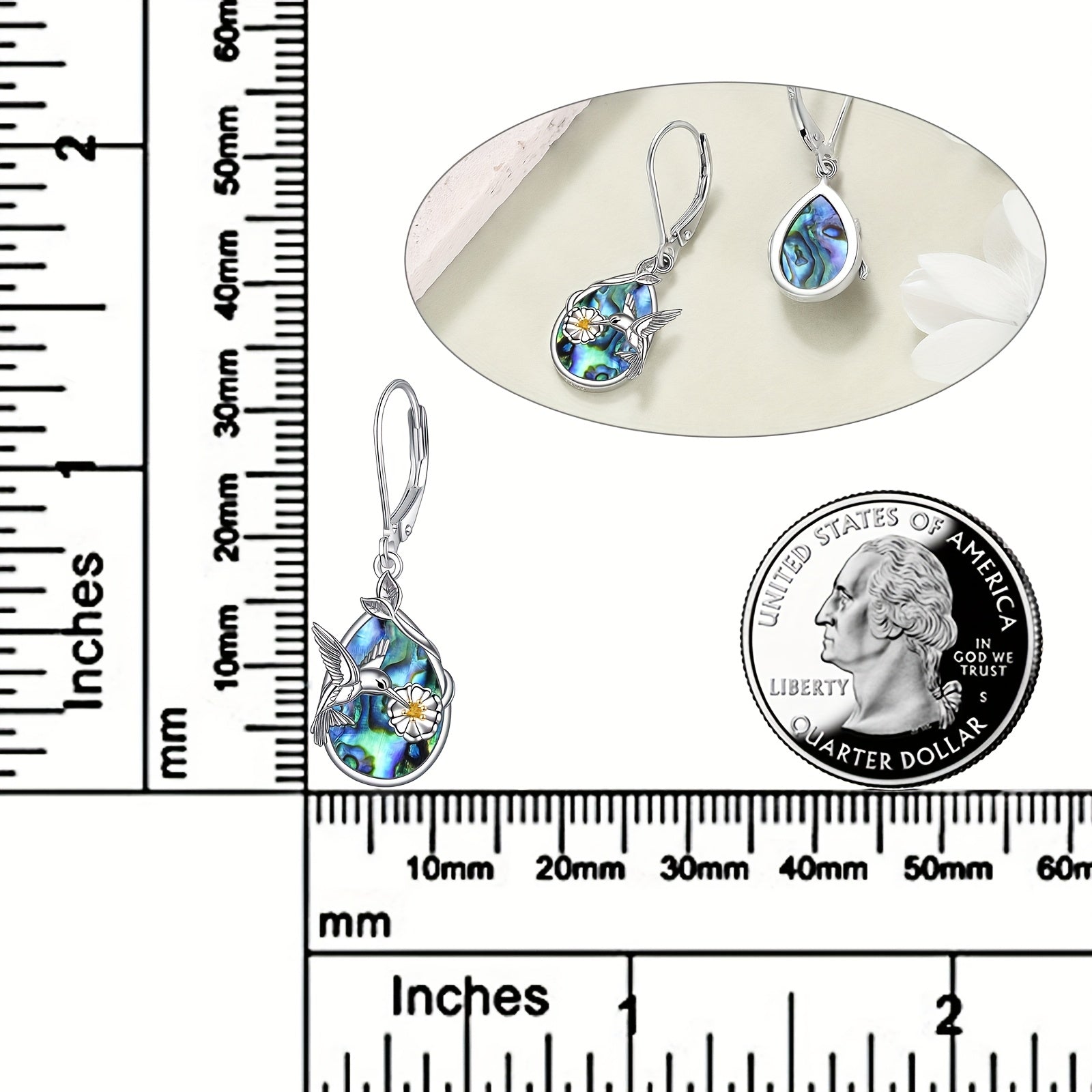 Hummingbird Earrings for Women Sterling Silvery Larimar Leverback Dangle Earrings Jewelry