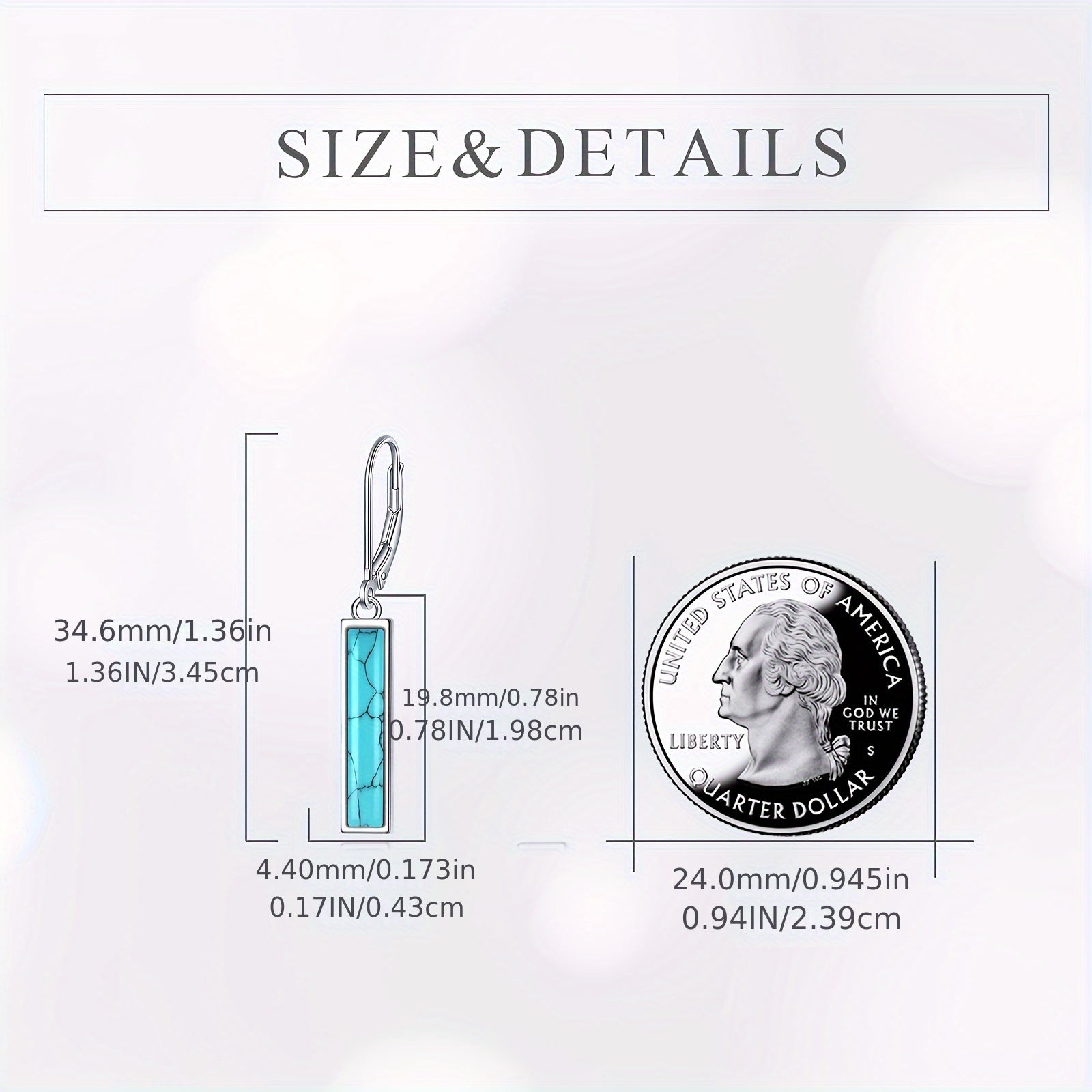 Larimar/ Turquoise/ Opal/ Moonstone Bar Earrings For Women Sterling Silver Leverback Earrings Larimar Jewelry