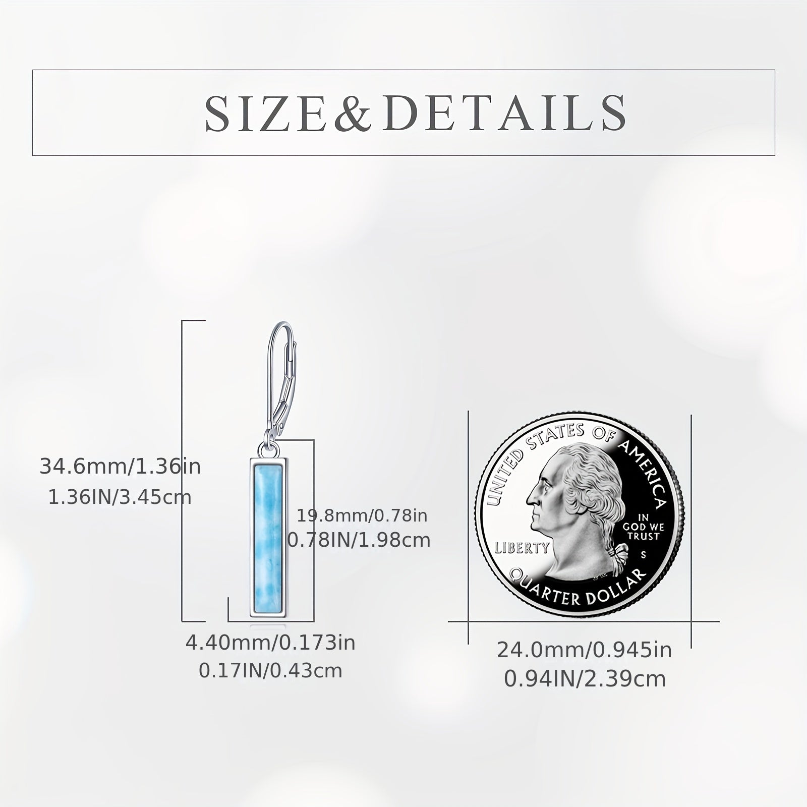 Larimar/ Turquoise/ Opal/ Moonstone Bar Earrings For Women Sterling Silver Leverback Earrings Larimar Jewelry