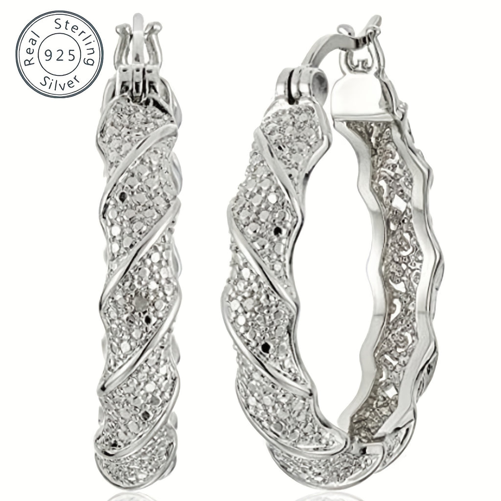 925 Silvery Spinning Hoop Lady Earrings Teenage Fashion Items Valentine'S Day, Mother'S Day, Christmas, Birthday Gifts, Graduation Ceremony, Concerts, Women'S Exquisite Gifts For Lovers, Girlfriends, Mothers, Female Friends, With Exquisite Gift Boxes