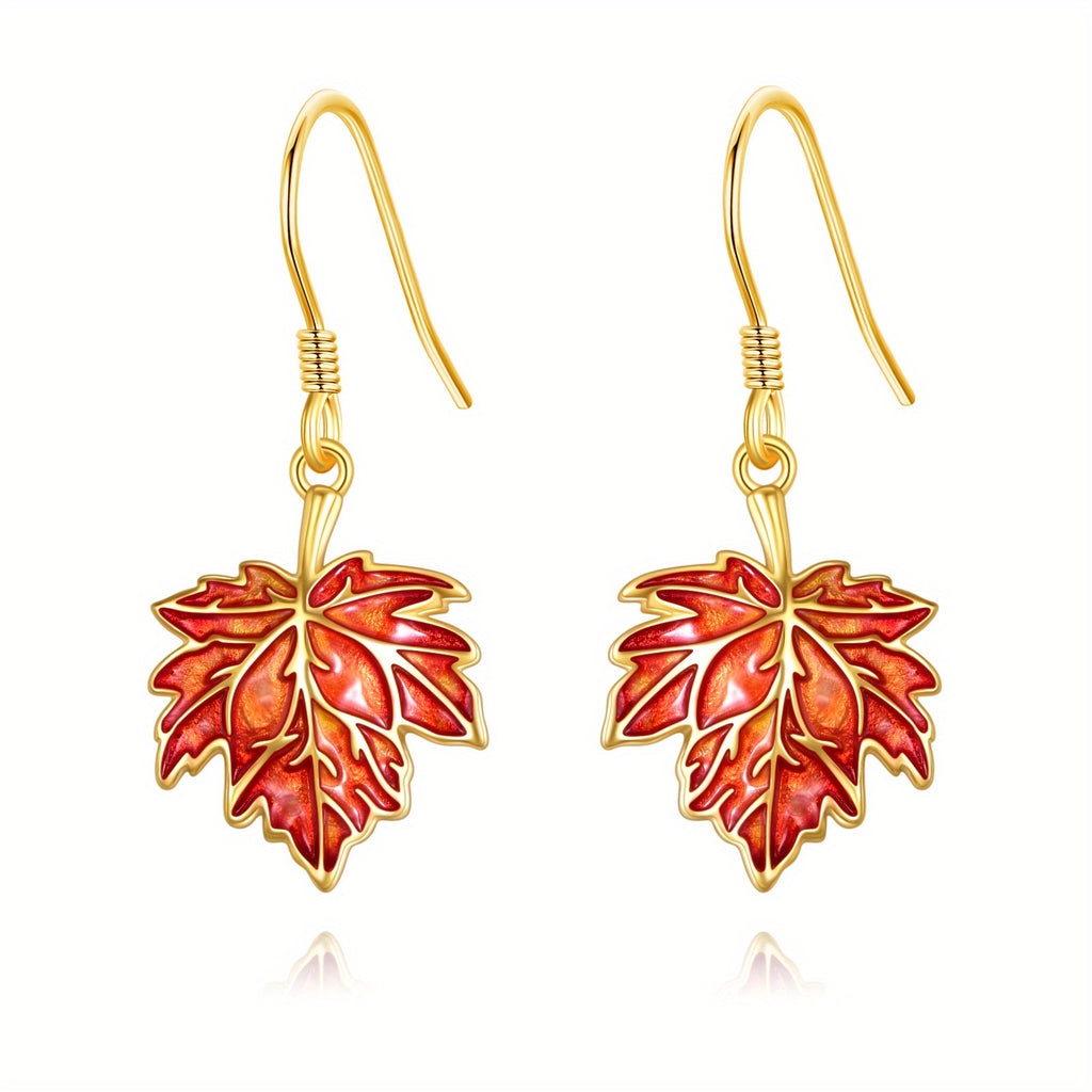 Women's Maple Leaf Earrings Sterling Silvery Women's Autumn Earrings Maple Leaf Botanical Earrings Leaf Jewelry Gift