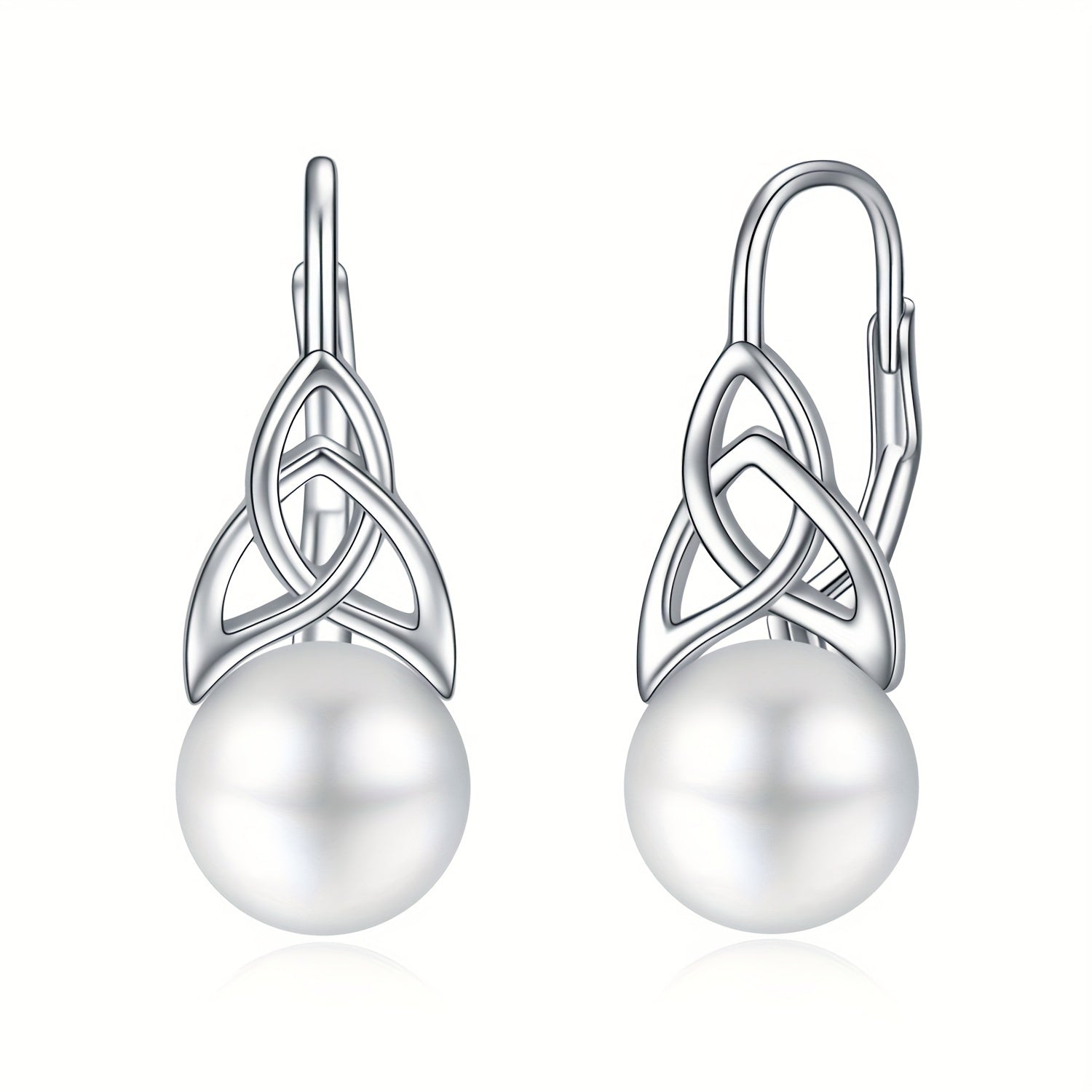 Pearl Leverback Earrings For Women 925 Sterling Silver Irish Celtic Knot Hoop Earrings Leverback Jewelry Gifts