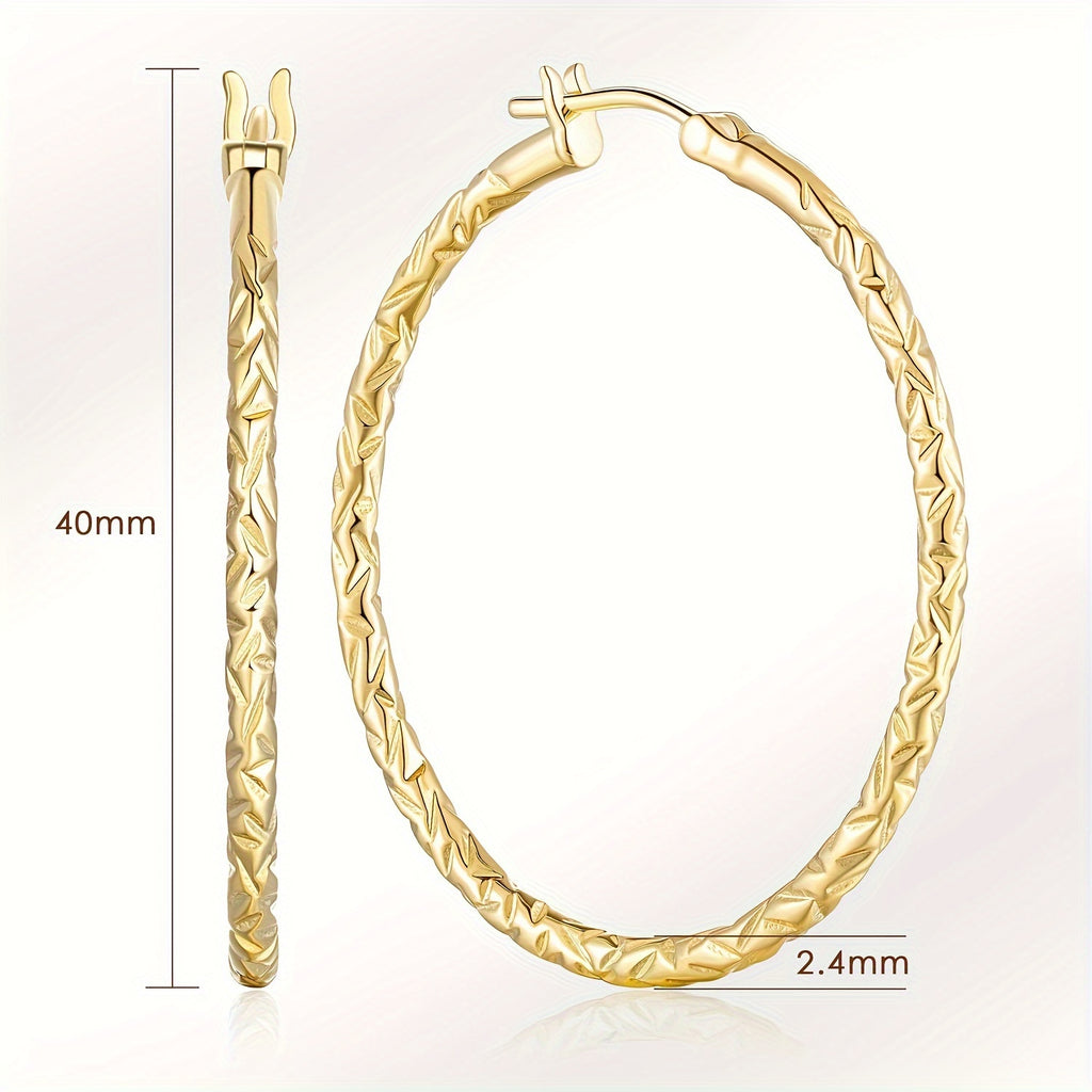925 silver made fashionable engraved simple circle earrings, fashionable and simple, suitable for daily wear, parties, weddings, perfect gift for wife, girlfriend, family, friends, classmates, comes with a high-quality gift box
