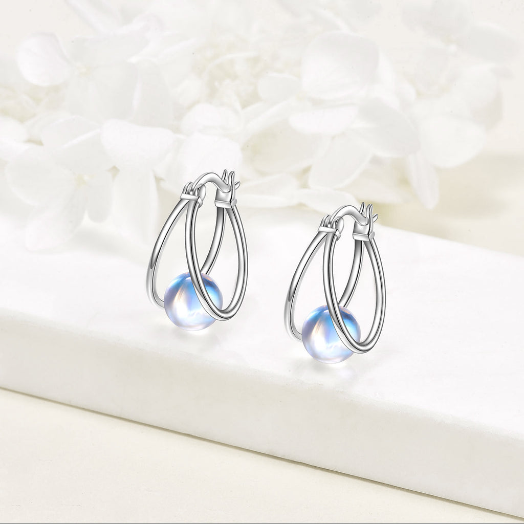 925 Sterling Silvery Lapis Lazuli Earrings Women's Double Earrings Lapis Lazuli Jewelry Gemstone Earrings