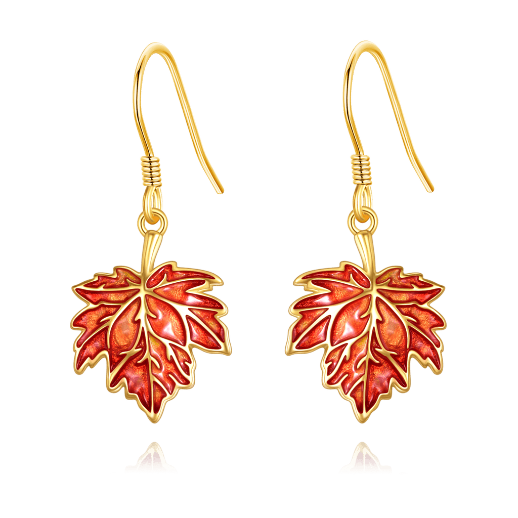 Women's Maple Leaf Earrings Sterling Silvery Women's Autumn Earrings Maple Leaf Botanical Earrings Leaf Jewelry Gift