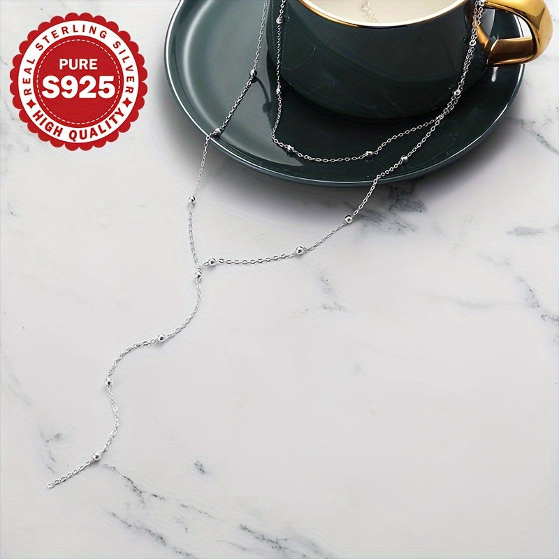 1pc of Women's fashionable Y-shaped necklace, S925 sterling Silvery double-layer design, minimalist and elegant style, versatile accessory, hypoallergenic