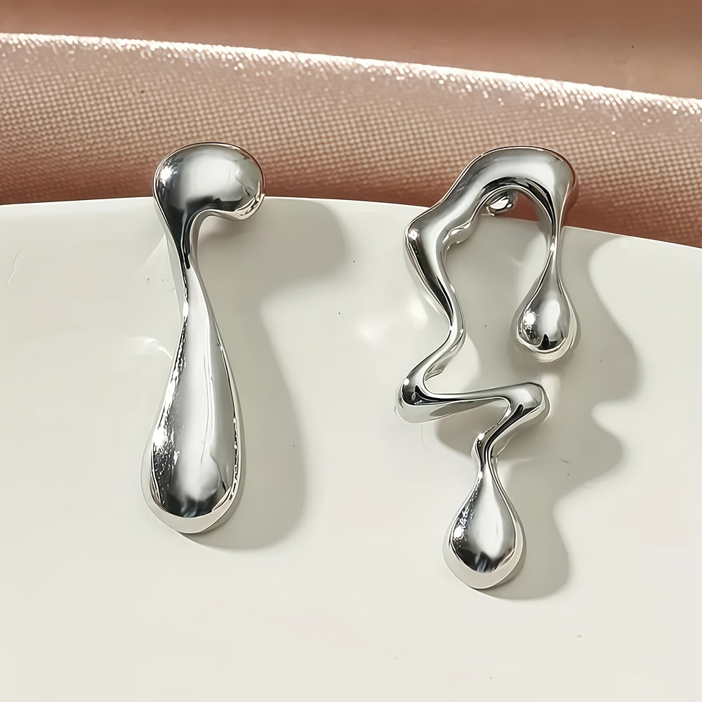 Pair of Hypoallergenic 316 Stainless Steel Earrings for Women - Minimalist Curved & Teardrop Designs, Comfortable Lightweight Jewelry for Daily Wear, Parties, Summer | Mother’s Day Gift, Versatile Elegant Accessories