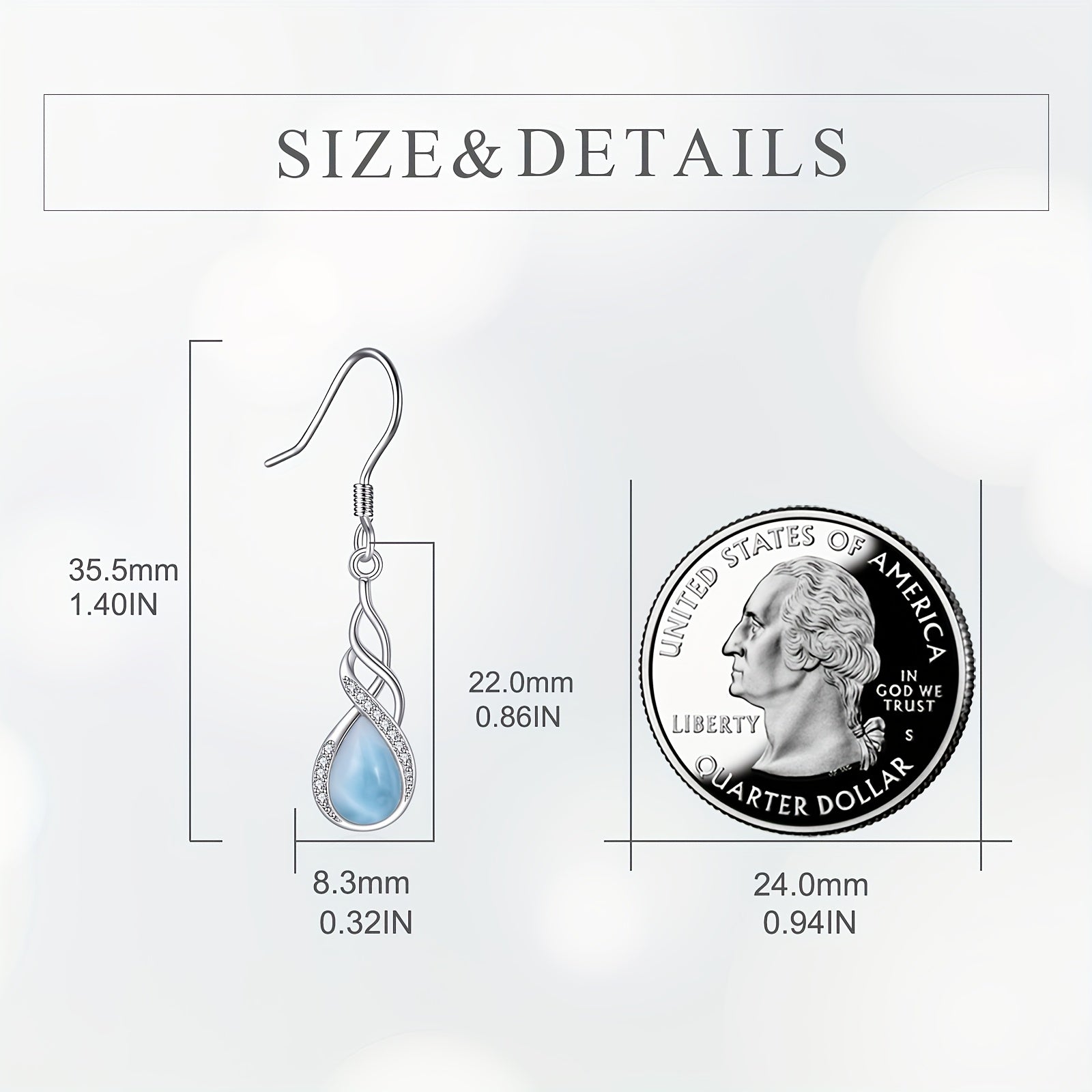 Larimar Earrings for Women Sterling Silvery Larimar Drop Earrings Jewelry Gift for Women