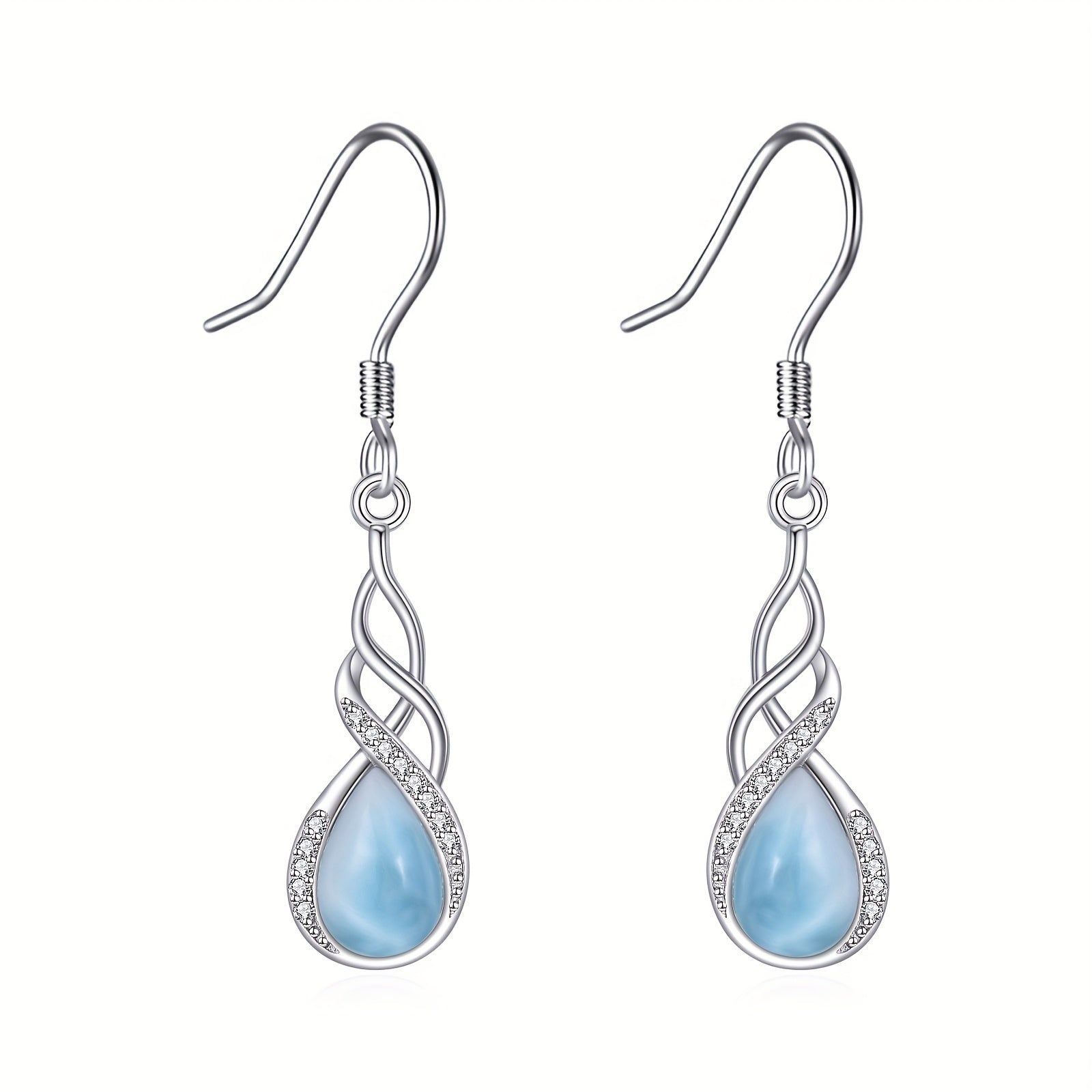 Larimar Earrings for Women Sterling Silvery Larimar Drop Earrings Jewelry Gift for Women