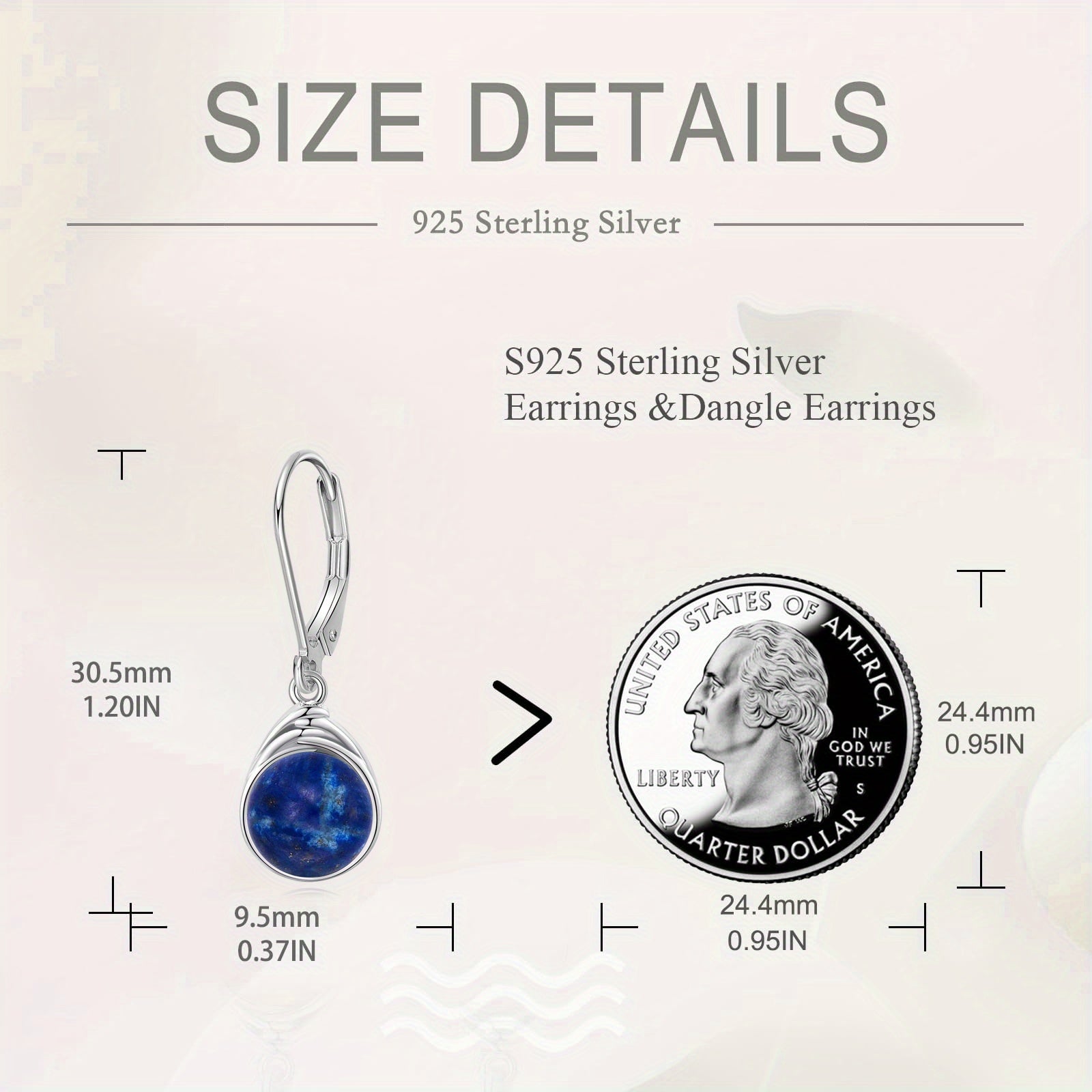 S925 Sterling Silver Lapis Lazuli Earrings for Women Round Lapis Lazuli Leverback Earrings Lapis Lazuli Dangle Earrings Jewelry Gifts