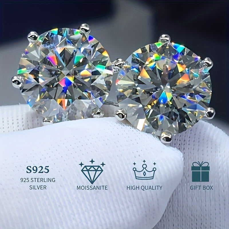 0.5-3G Moissanite Stud Earrings, 925 Sterling Silvery Valentine's Day Christmas Gift
