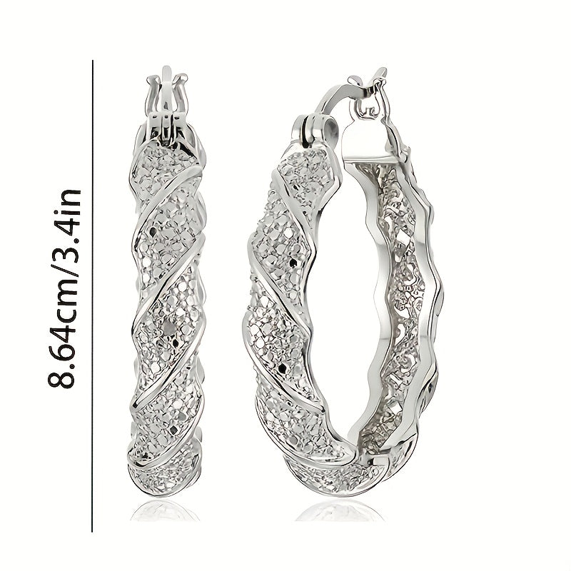 925 Silvery Spinning Hoop Lady Earrings Teenage Fashion Items Valentine'S Day, Mother'S Day, Christmas, Birthday Gifts, Graduation Ceremony, Concerts, Women'S Exquisite Gifts For Lovers, Girlfriends, Mothers, Female Friends, With Exquisite Gift Boxes
