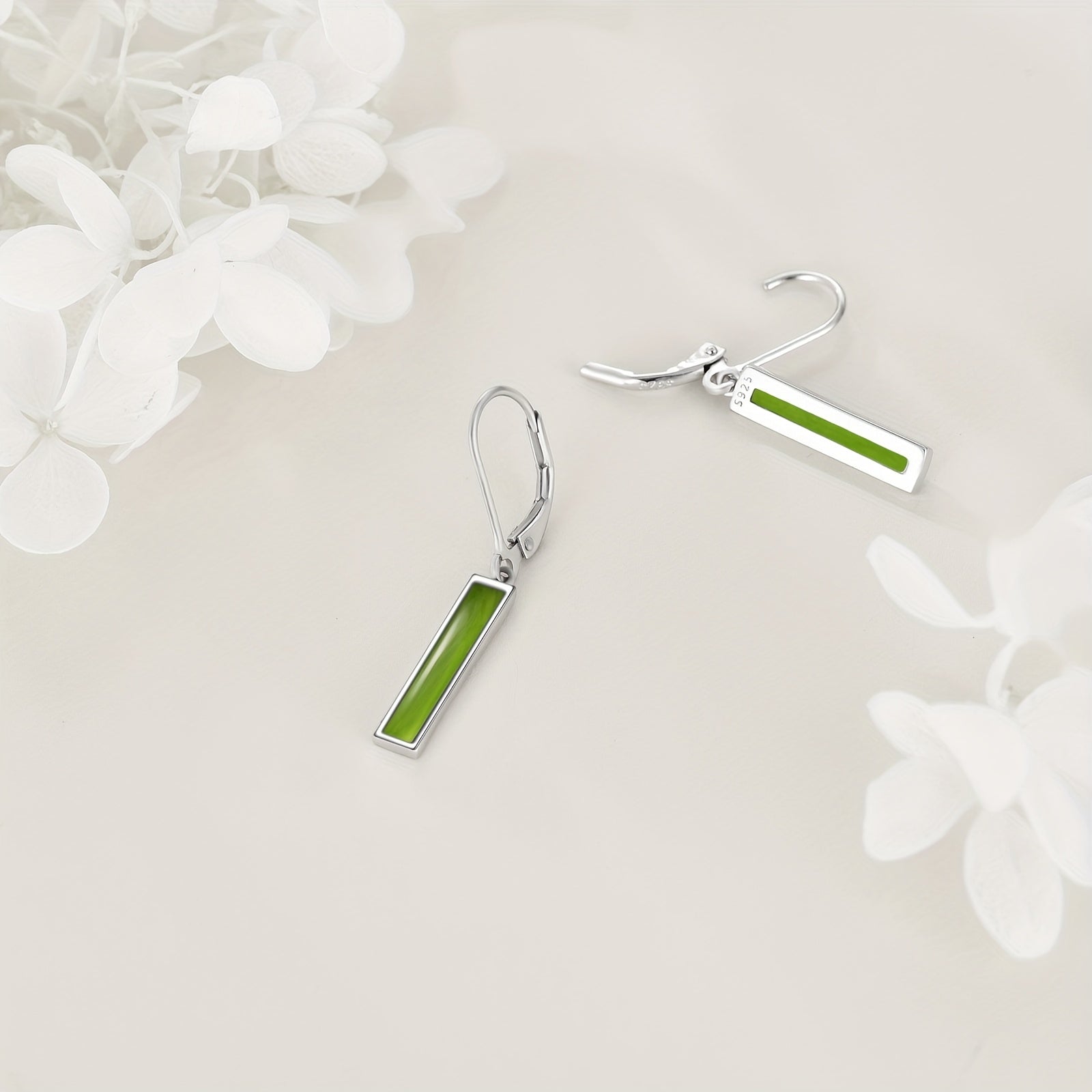Peridot Bar Earrings for Women Sterling Silvery Leverback Earrings Peridot Jewelry Gift