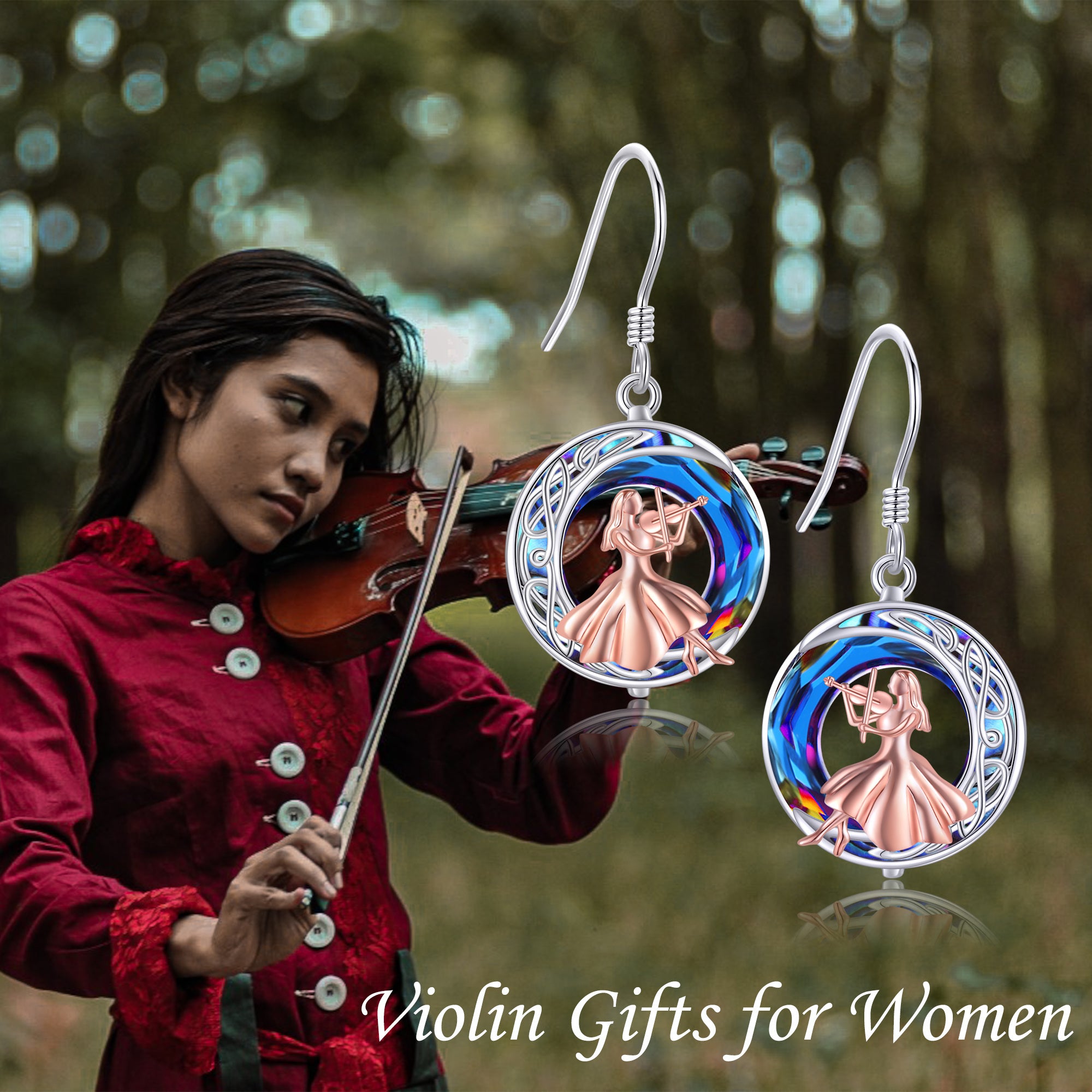 JEABZEL 925 Sterling Silvery Violin Earrings for Women - Elegant & Simple Design, Ideal Gift for Violin Enthusiasts, Everyday & Special Occasions, Everyday Earrings|Minimalist Earrings|Durable Earrings, Violin Accessories