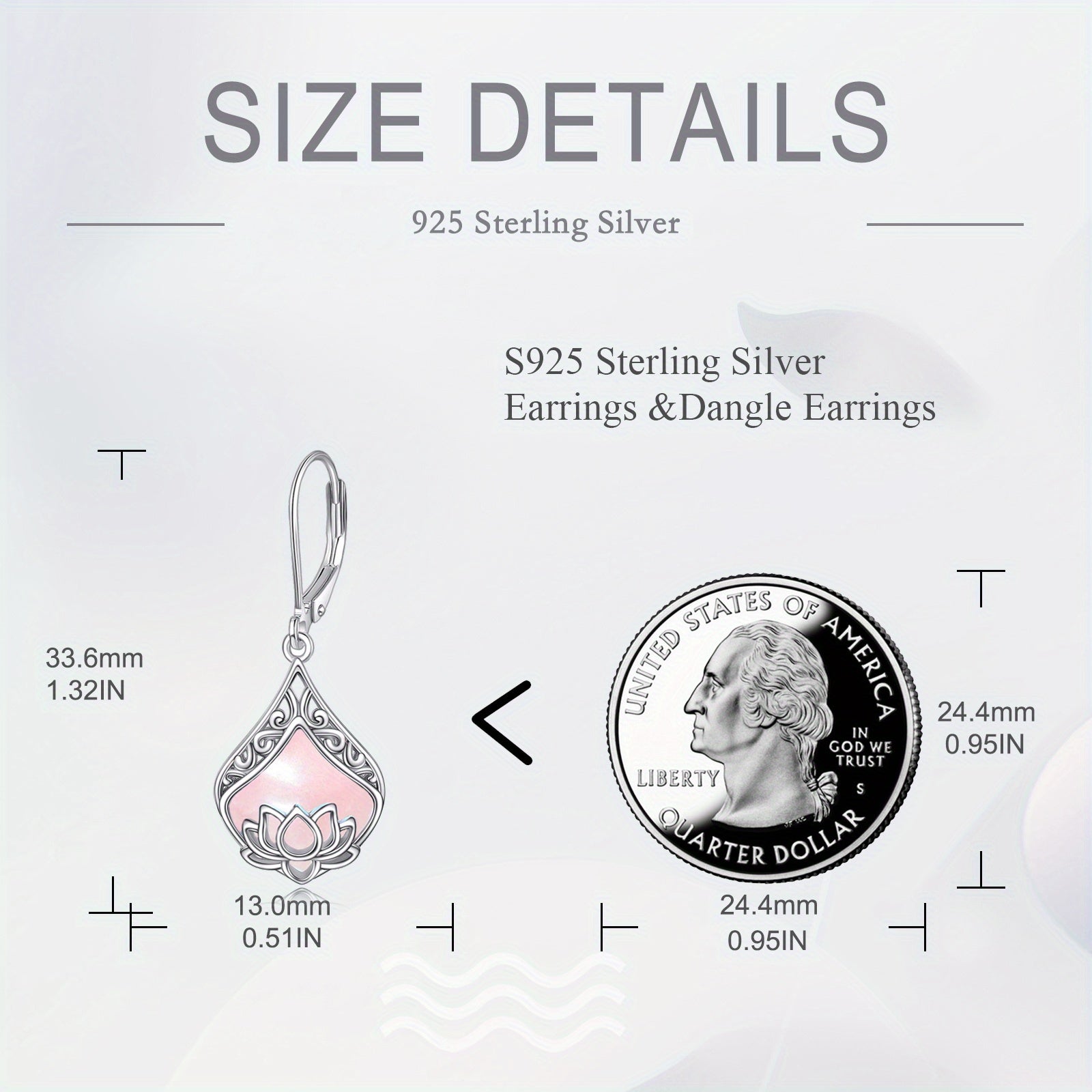 for Lotus Earrings 925 Sterling Silvery Teardrop Rose Quartz Pendant Women's Gemstone Jewelry Earrings