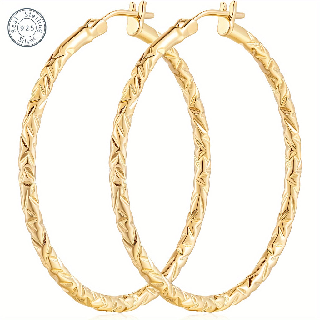925 silver made fashionable engraved simple circle earrings, fashionable and simple, suitable for daily wear, parties, weddings, perfect gift for wife, girlfriend, family, friends, classmates, comes with a high-quality gift box