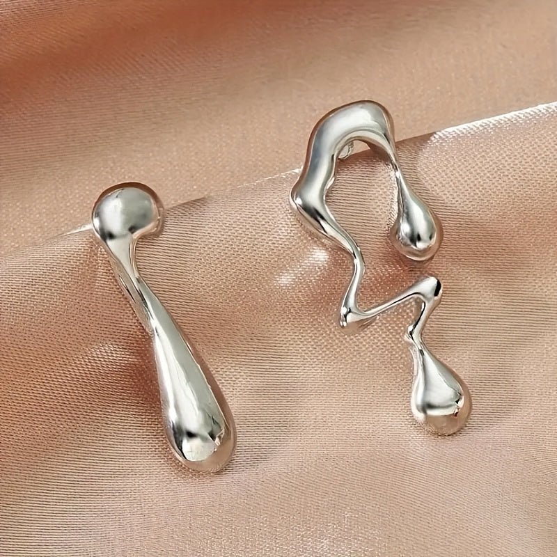 Pair of Hypoallergenic 316 Stainless Steel Earrings for Women - Minimalist Curved & Teardrop Designs, Comfortable Lightweight Jewelry for Daily Wear, Parties, Summer | Mother’s Day Gift, Versatile Elegant Accessories