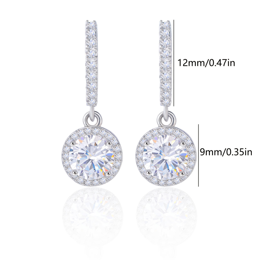 925 Sterling Silver Women'S Round Diamond-Studded Earrings, Exquisite, Elegant, Fashionable and Trendy, Perfect for Daily Wear, Weddings, Birthdays, Festivals, and Anniversaries, Includes a Beautiful Gift Box