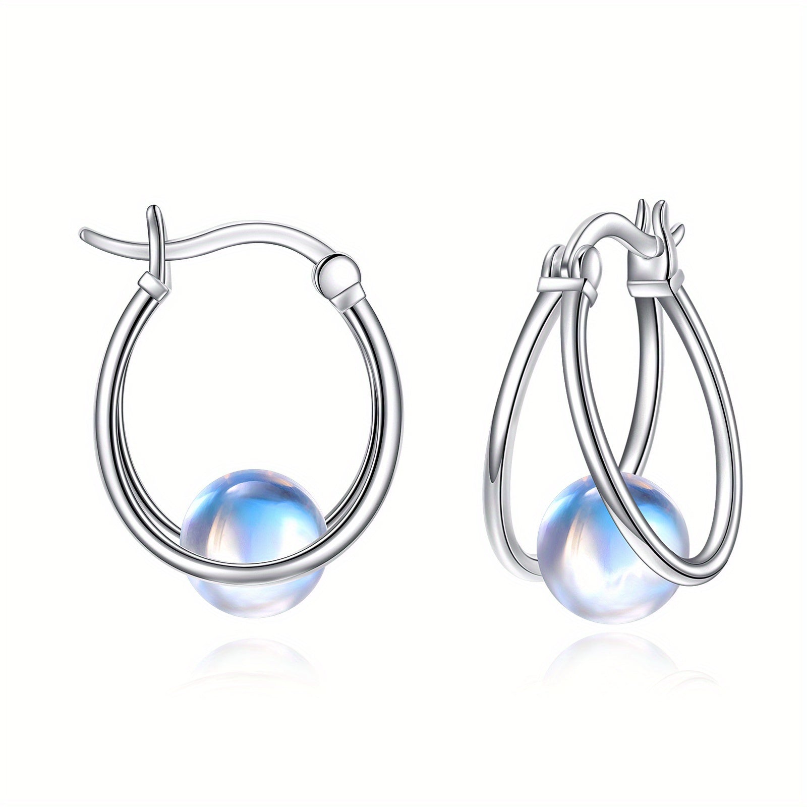 925 Sterling Silvery Lapis Lazuli Earrings Women's Double Earrings Lapis Lazuli Jewelry Gemstone Earrings