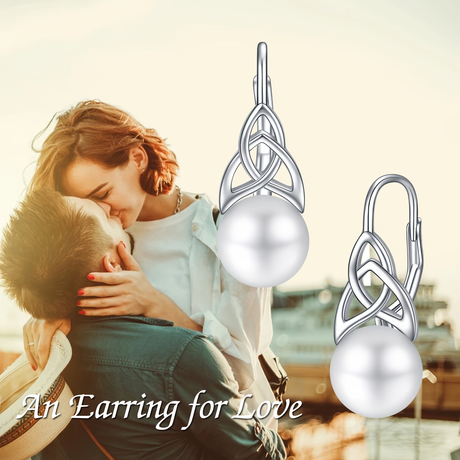 Pearl Leverback Earrings For Women 925 Sterling Silver Irish Celtic Knot Hoop Earrings Leverback Jewelry Gifts