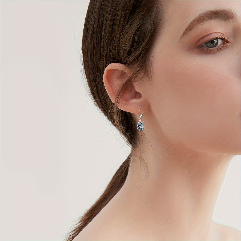 Butterfly Leverback Earrings 925 Sterling Silvery Rose Flower Filigree Dangle Teardrop Earrings Jewelry Birthday Gifts for Women